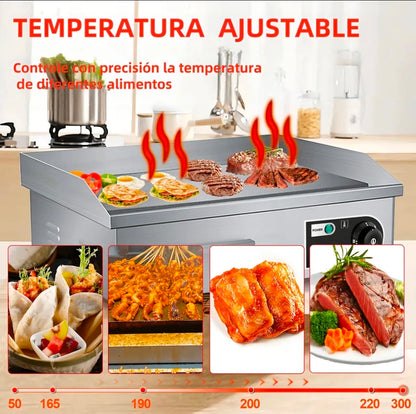 Parrilla Comal Plancha Eléctrica Industrial 110v 1700w Con pincel y espátula