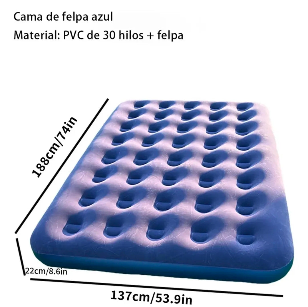 Colchón Inflable Matrimonial Con Bomba Aire + 2 Almohadas