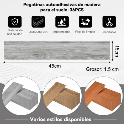 Duela vinilica 36 piezas de 45x15cm rendimiento 2.43m²