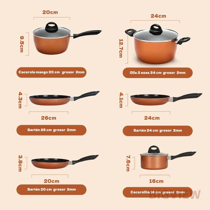 Batería De Cocina Antiadherente 34 Piezas - Juego De Ollas Y Utensilios De Aluminio