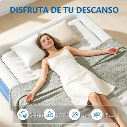 COLCHÓN Inflable Para Acampar Queen Size Matrimonial Con Bomba ELECTRICA