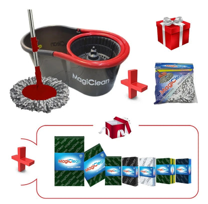 Kit Mop Trapeador Mágico + Fibras de limpieza