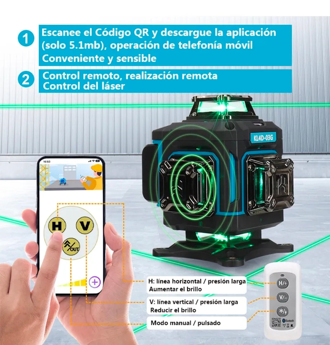 Nivel láser autonivelante 360° con receptor