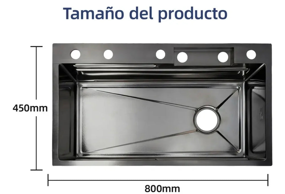 Tarja con dispensador acero inoxidable 80x45x22 cm inteligente