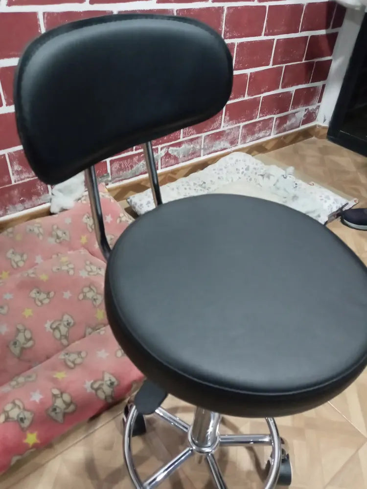 Silla de escritorio OUO LT00334E Taburete Giratorio negra con tapizado de cuero sintético