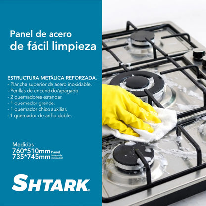 Parrilla  Shtark A Gas 5 Quemadores Acero Inoxidable Empotrable Plateado