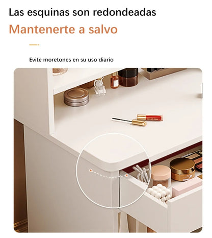 Tocador compacto moderno con espejo LED con repisas