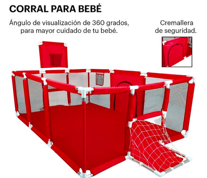 Corral gimnasio con portería y tablero para bebé