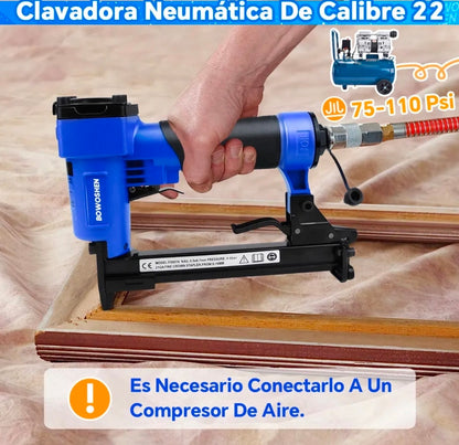 Engrapadora Neumática BOWOSHEN Industrial Profesional Con 1000 Grapas Calibre 22