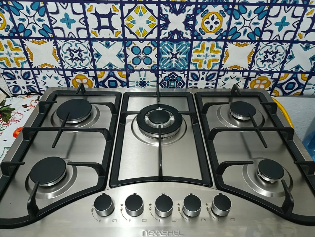 Parrilla A Gas Empotrable Estufa De Mesa 5 Quemadores Lp/nat Color Plateado