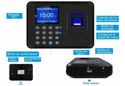 Reloj checador huella biométrica digital