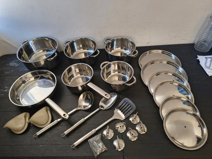 Batería De Cocina Juego De Ollas Acero Inoxidable 15 Piezas