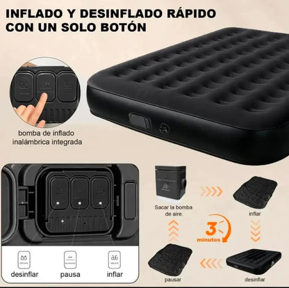 Colchón Inflable Matrimonial Con Bomba Inalámbrica