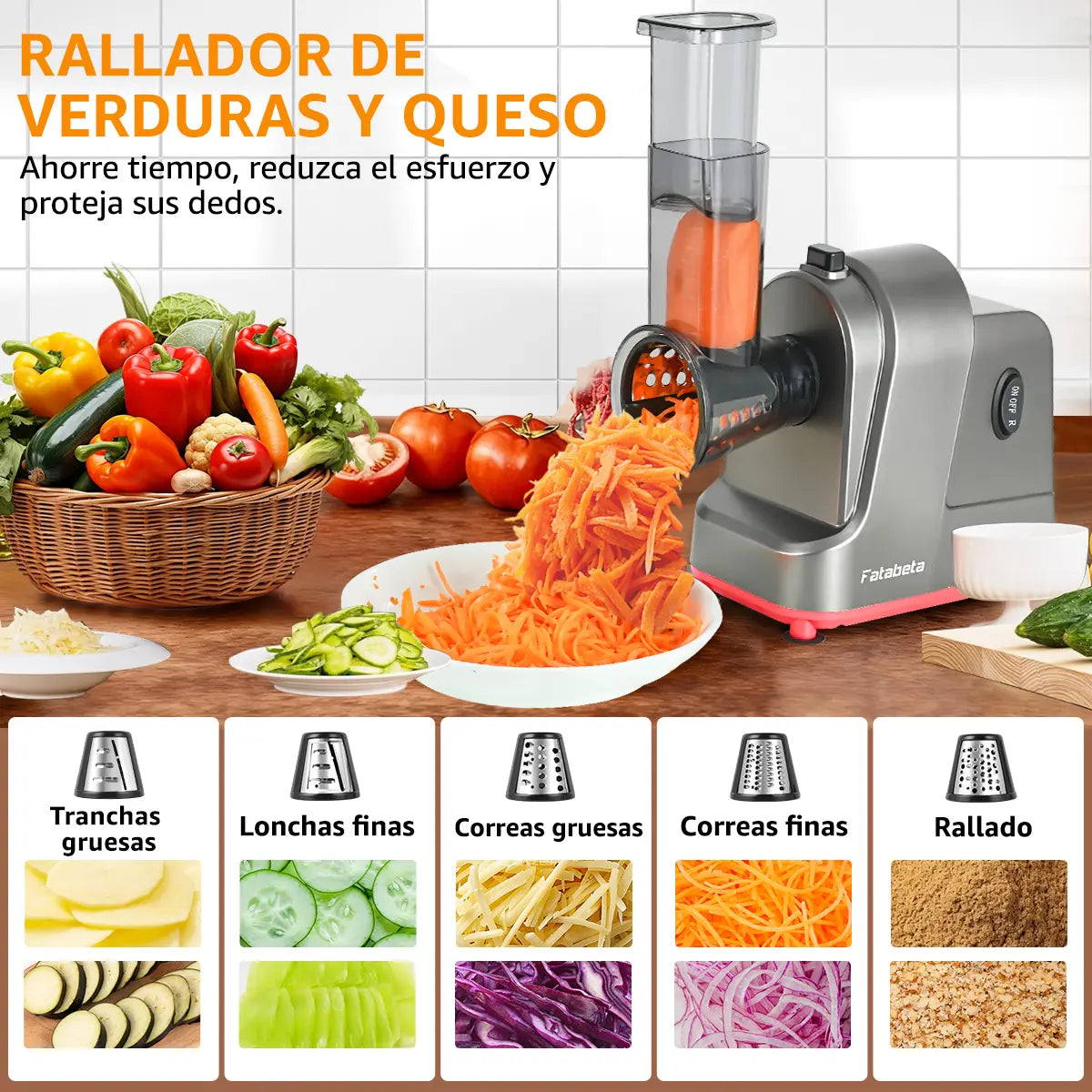 Molino de Carne Eléctrico Fatabeta de 3500W con Accesorios para Embutir y Cortar Verduras