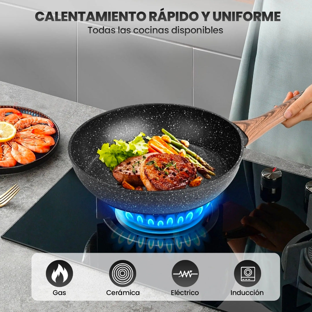 Bateria De Cocina, Juego De Ollas Y Sarten 10 Piezas Negro