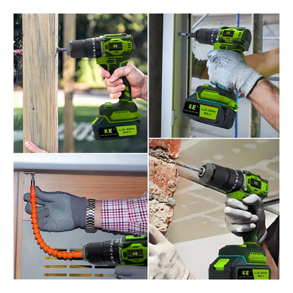 Kit 3 en 1 Taladro Percutor Brushless + Esmeriladora Inalámbrica + Llave Impacto Sin Escobillas