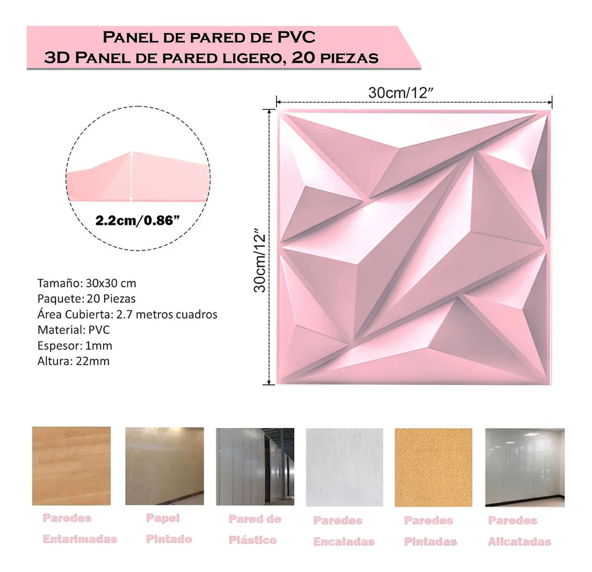 Paneles PVC 30x30 cm