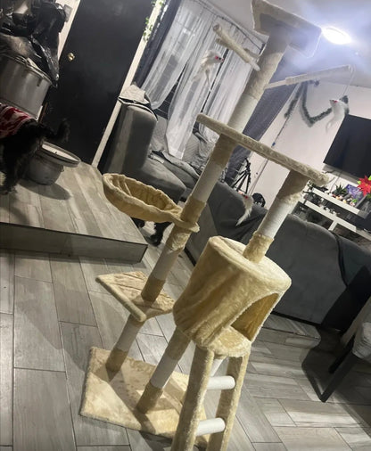 Juego Árbol Para Gatos Con Cesta, Torre y Rascador 140cm