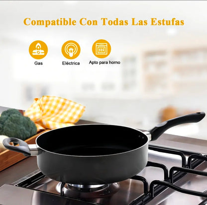 Batería De Cocina 20 Piezas De Aluminio Con Antiadherente Color Negro