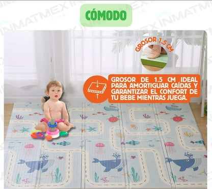 Tapete de bebé antigolpes plegable 2.00x1.50m doble cara