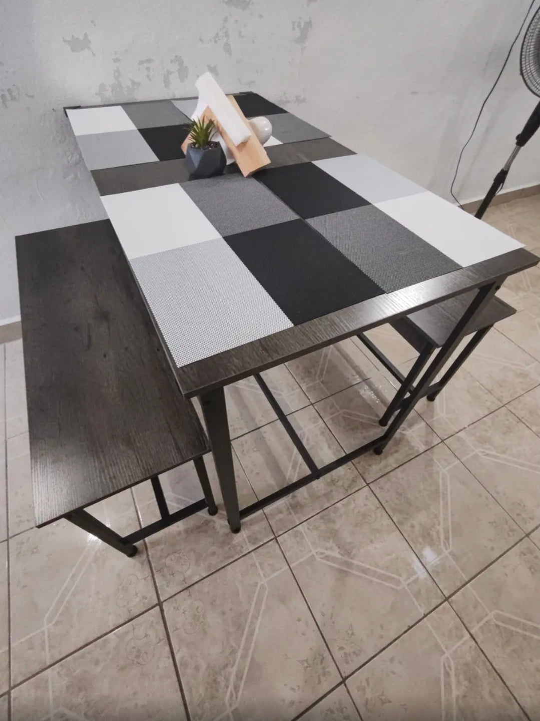 Conjunto De Comedor Rectangular Con 2 Bancos Para 4 Personas