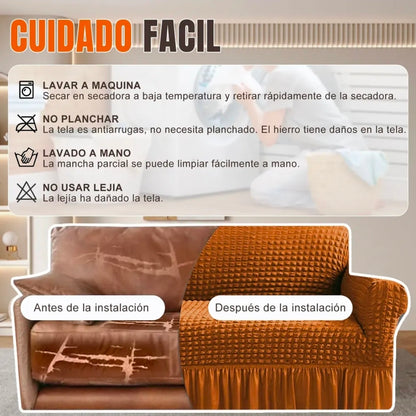 Protector Cubre Sala Falda Elástico 3 piezas