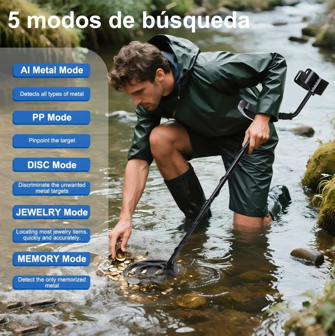 Detector De Metales Alta Precisión Impermeable 5 Modo+ LCD