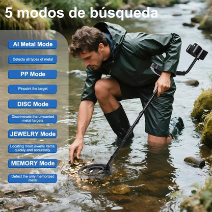 Detector De Metales Alta Precisión Impermeable 5 Modo+ LCD