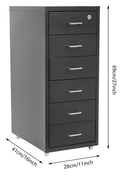Archivero Metálico 6 Gavetas Para Oficina con Ruedas