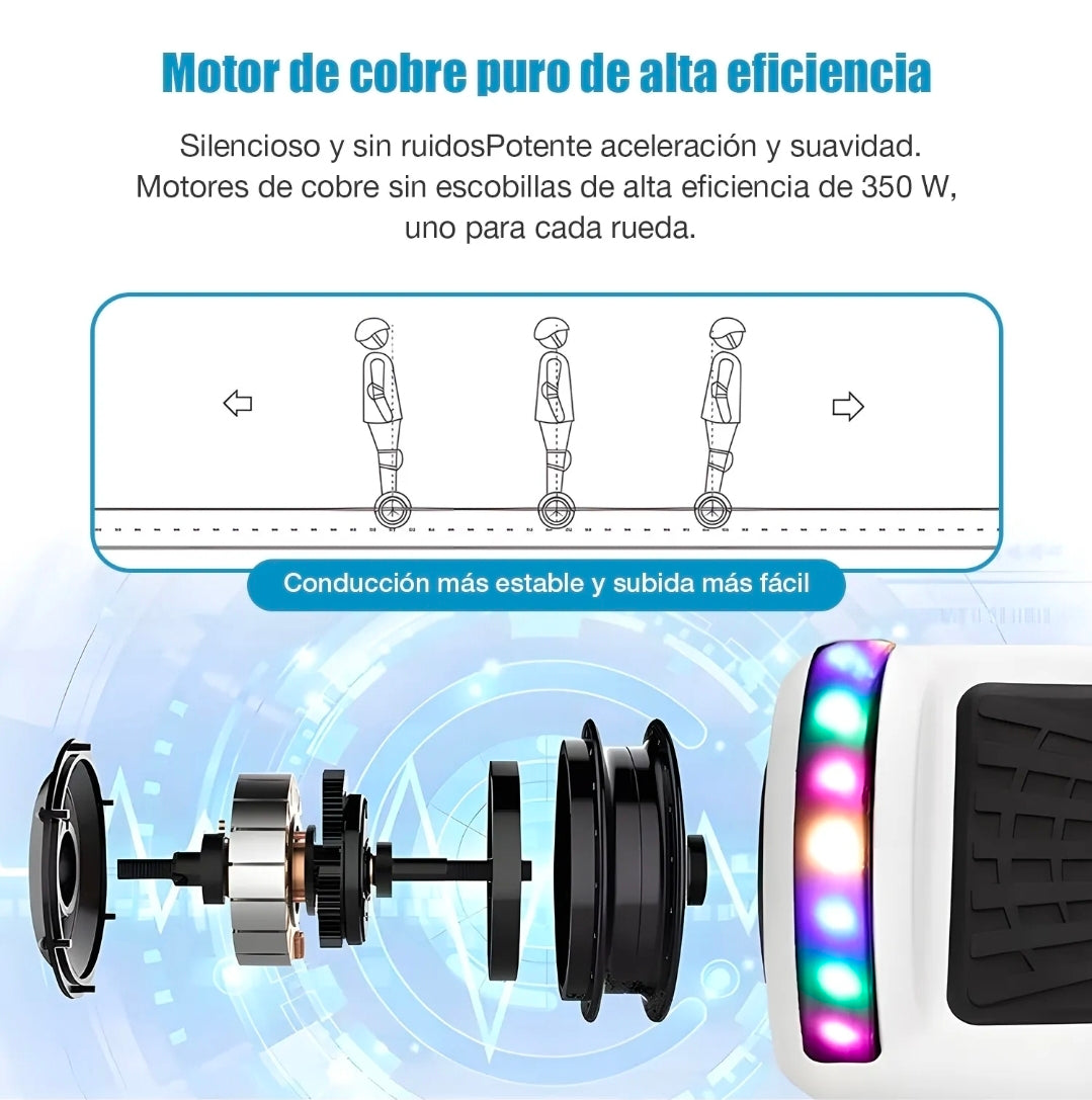 Patineta Eléctrica Hoverboard Con Bluetooth Luces Led