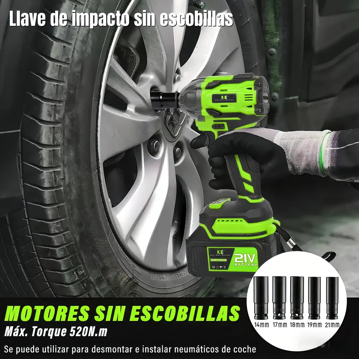 Kit 3 en 1 Taladro Percutor Brushless + Esmeriladora Inalámbrica + Llave Impacto Sin Escobillas
