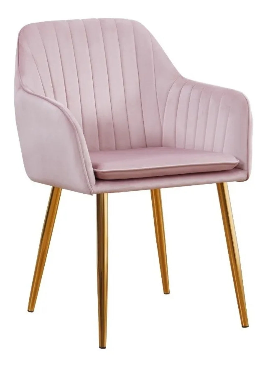 Silla tapizada con terciopelo con patas metálicas