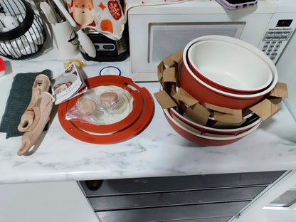 Batería de Cocina Juego de Ollas y Sartenes de Cerámica Antiadherente IronHoof 22 Piezas