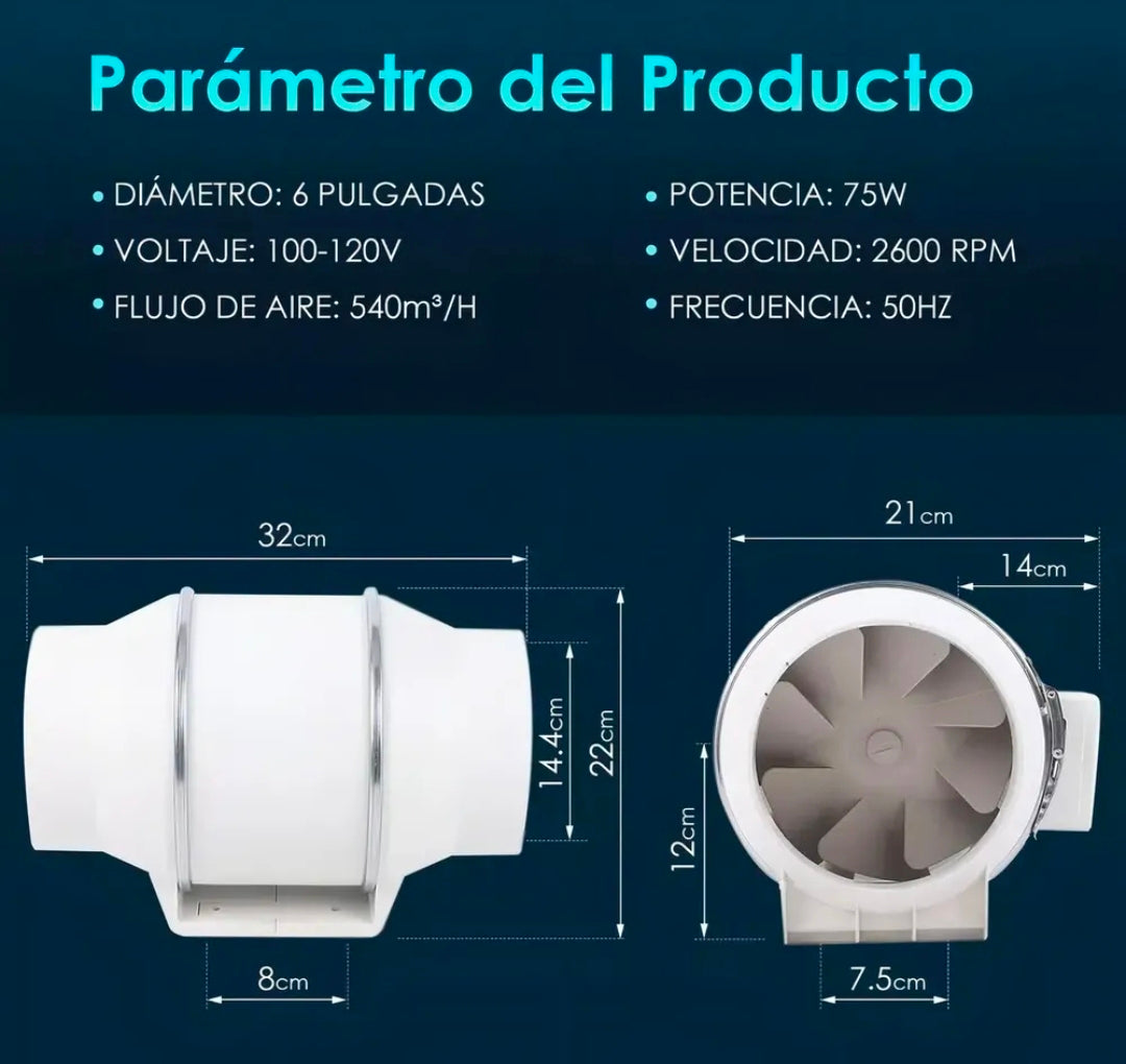 Extractor De Aire Industrial De 6 Pulgadas FOOWEI