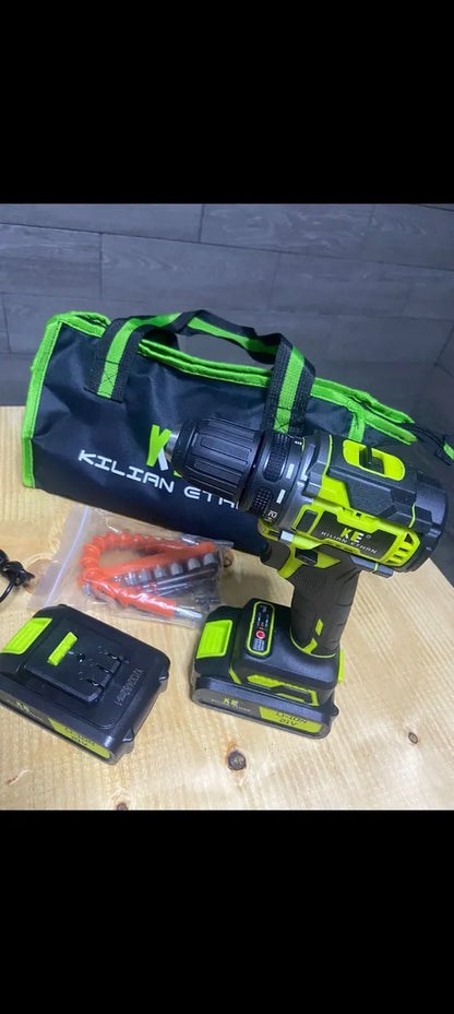 Kit 3 en 1 Taladro Percutor Brushless + Esmeriladora Inalámbrica + Llave Impacto Sin Escobillas