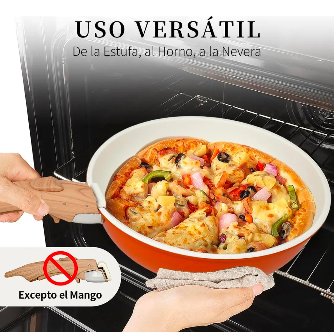 Batería de Cocina Juego de Ollas y Sartenes de Cerámica Antiadherente IronHoof 22 Piezas