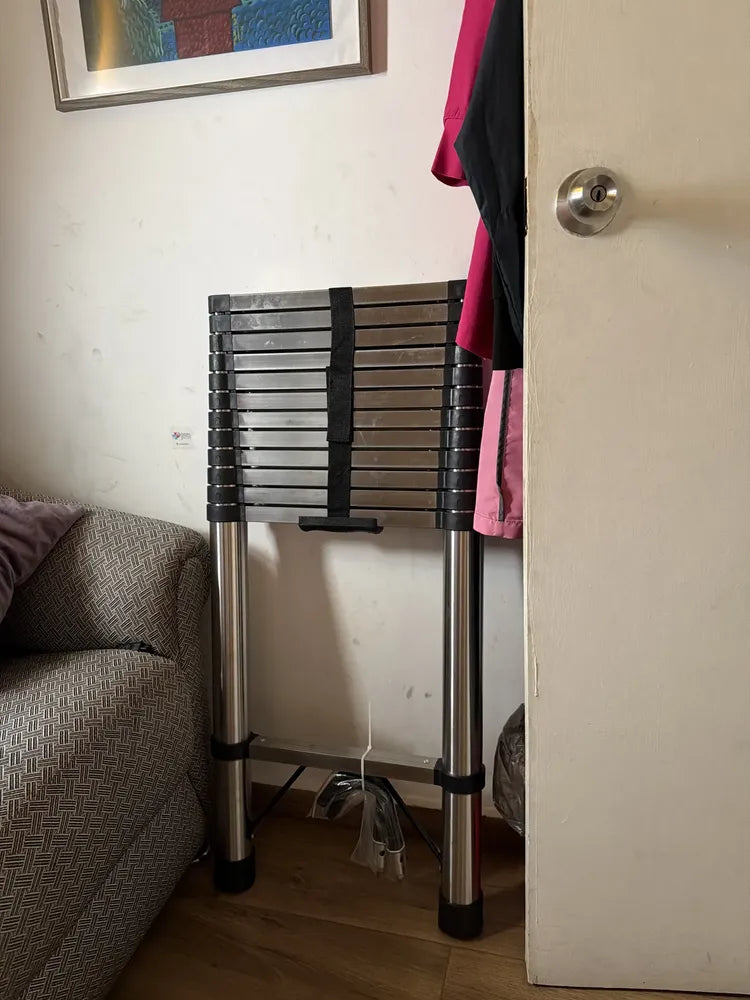Escalera Telescópica Plegable 5 Metros Altura Ajustable Portátil Con Ganchos