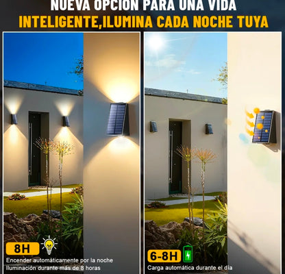 4 lámparas de pared Led solar luz cálida
