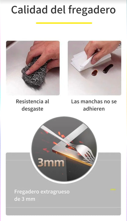 Tarja Fregadero De Cocina 304 Acero Inox 80*45cm+ Kit Cocina