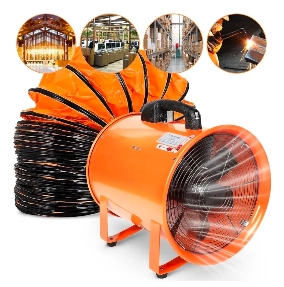 Extractor De Aire Industrial Ventilador 12'' Con Conducto 5m, 3300 Rpm