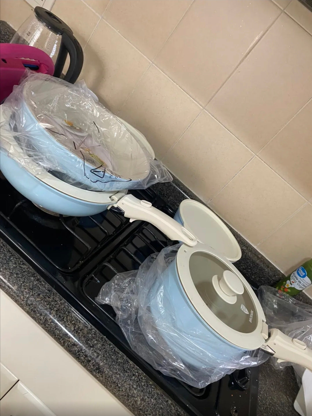 Bateria de cocina antiadherente 21 piezas con mangos desmontables