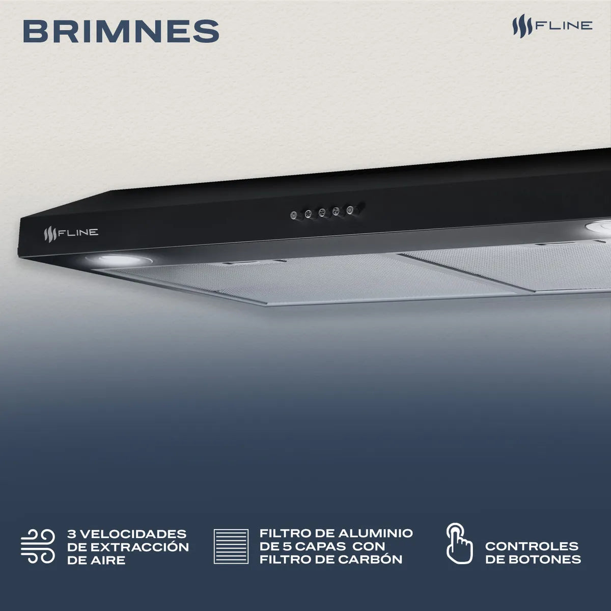 Campana 80 cm negro matte Fline