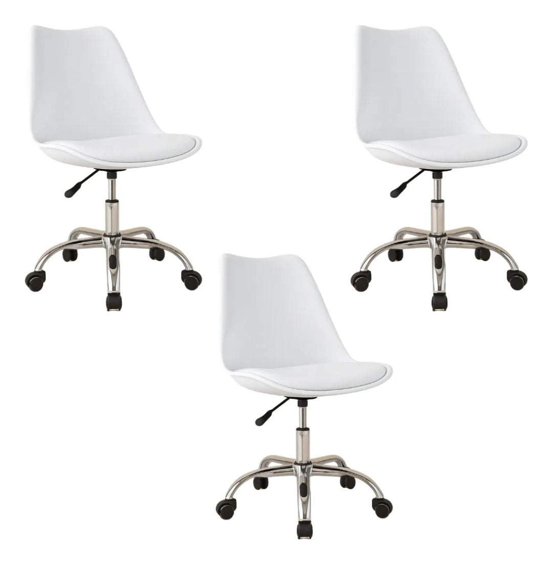 Set 3 sillas eames ejecutivas con rueditas