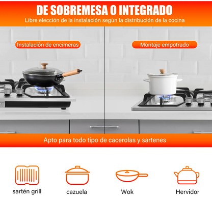 PARRILLA 5 QUEMADORES ACERO INOX GLP Y GN DWALEMXF