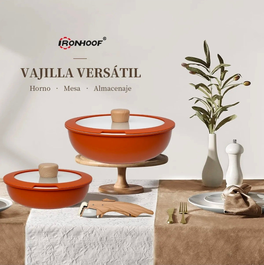 Batería de Cocina Juego de Ollas y Sartenes de Cerámica Antiadherente IronHoof 22 Piezas