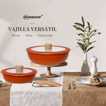 Batería de Cocina Juego de Ollas y Sartenes de Cerámica Antiadherente IronHoof 22 Piezas