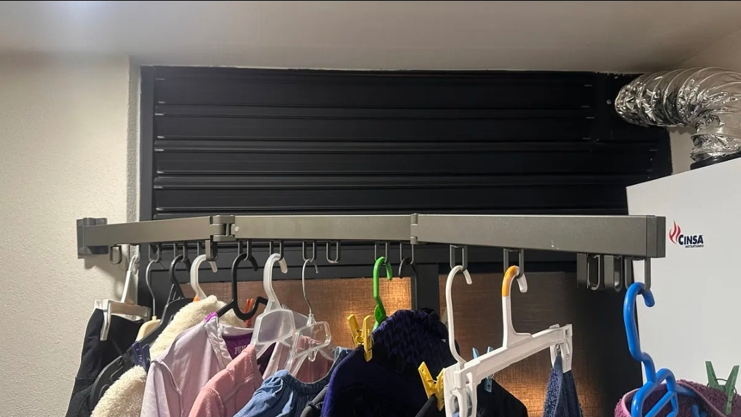 Tendedero Ropa Retráctil Triple Plegable 1.2m Con 18 Ganchos