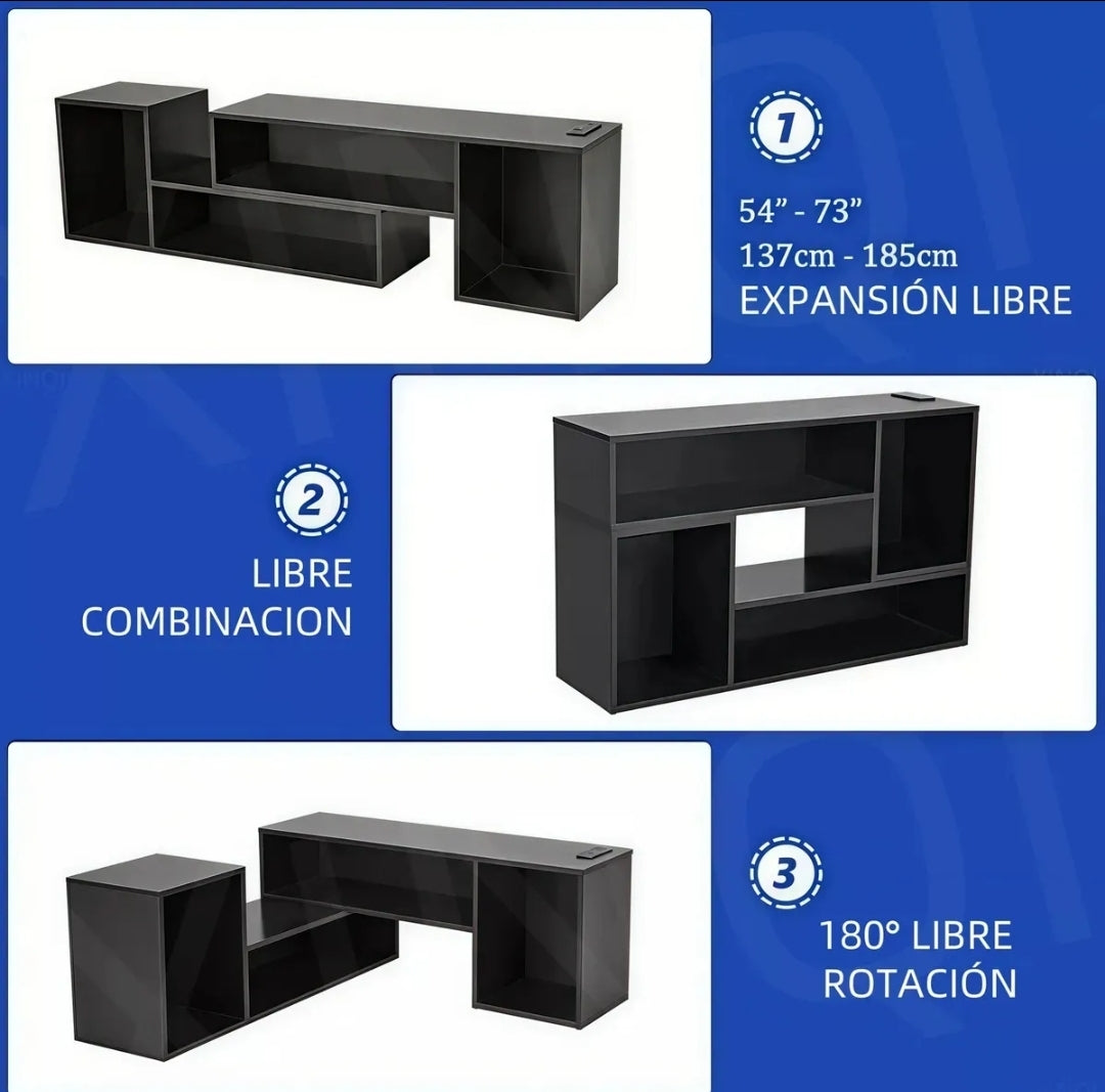 Mueble de TV con luces LED montaje ajustable