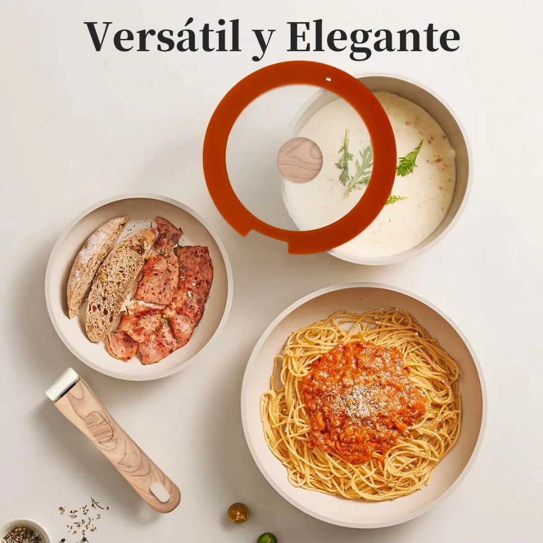 Batería de Cocina Juego de Ollas y Sartenes de Cerámica Antiadherente IronHoof 22 Piezas