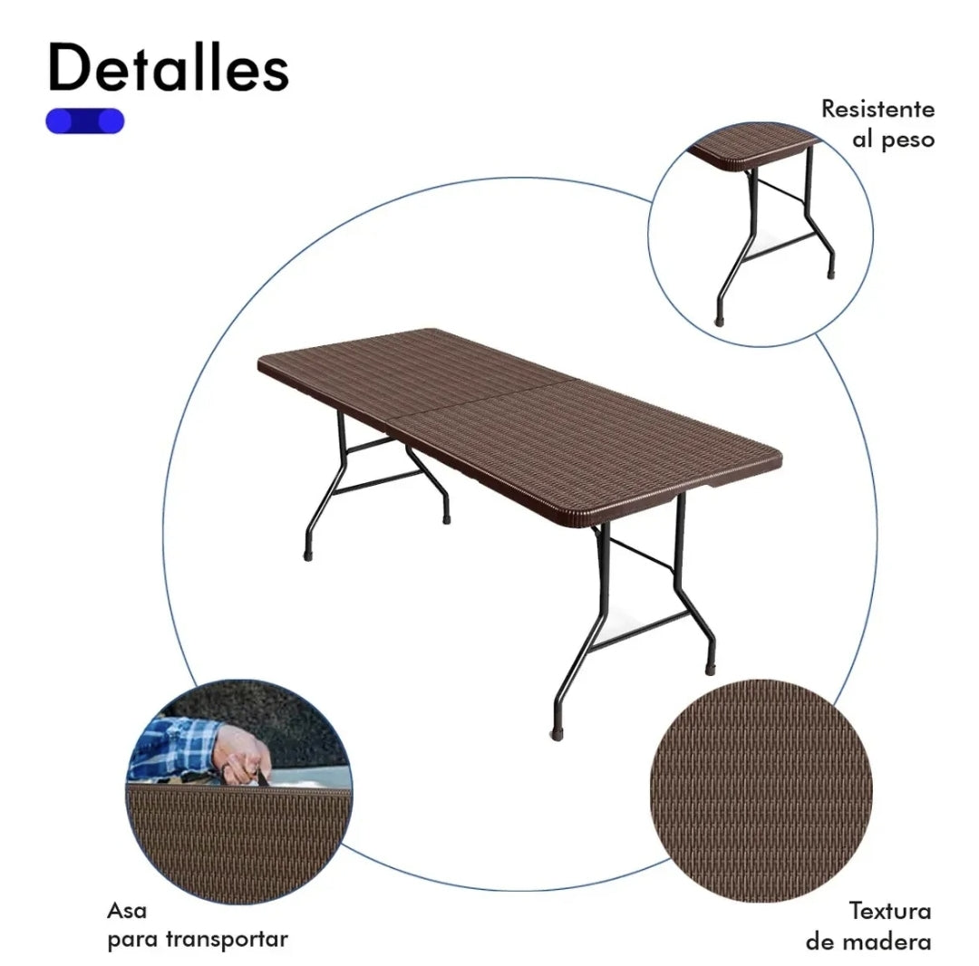 Mesa Plegable tipo Portafolio para Jardín 1.8 Metros